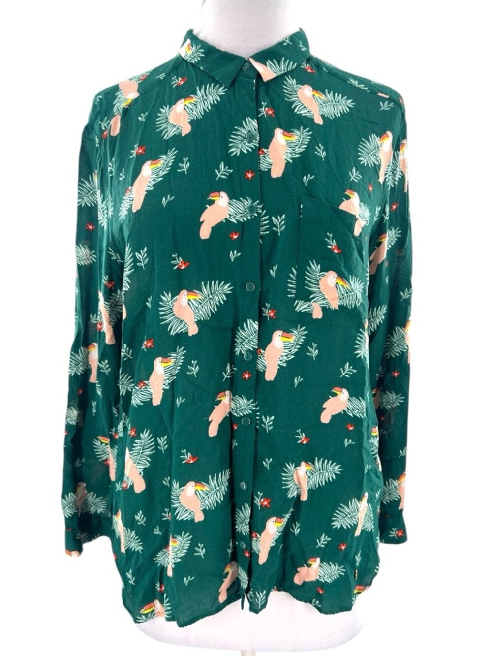 DES PETITS HAUTS Henrico toucan print button down top‎ T1